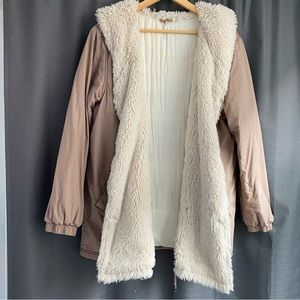 S Free People Winter Rose Quilted Fur Lined Jacket